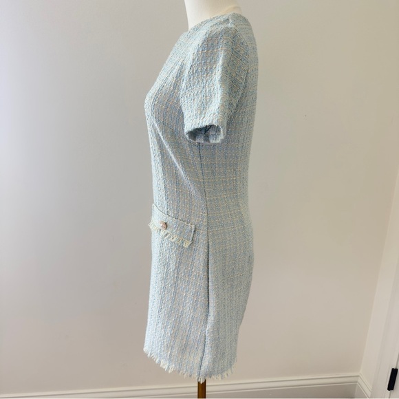 Elegant Blue Tweed Women's Dress Size Small - Picture 6 of 12